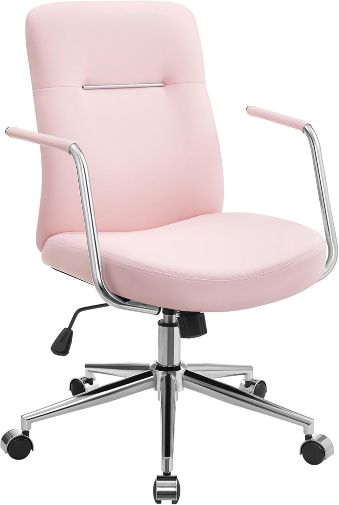 Songmics Schreibtischstuhl, PU-Oberfläche, leicht zu reinigen, höhenverstellbar, pastellrosa Bild 1