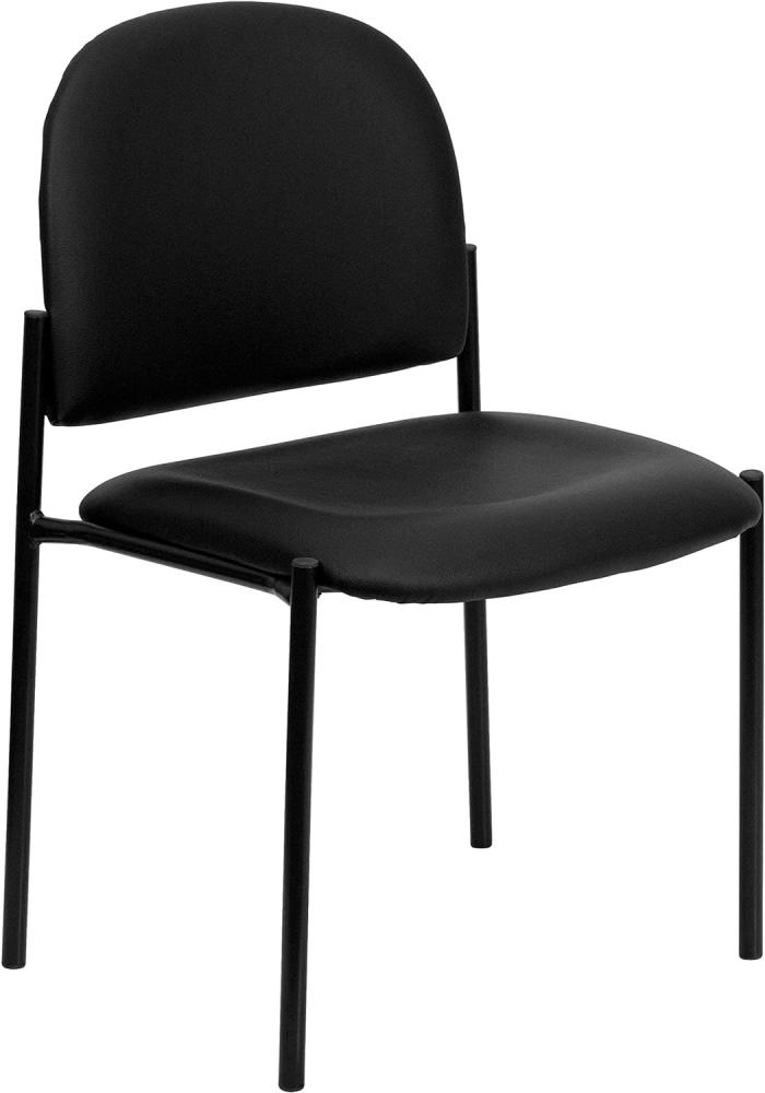 Flash Furniture Comfort stapelbarer Stahl-Seitenstuhl für Empfang, Schwarzes Vinyl, 1 Stück Bild 1