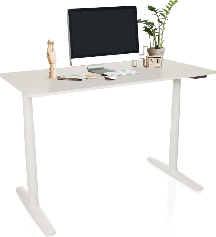 hjh OFFICE Schreibtisch höhenverstellbar, elektrisch 140x70 cm Stand PRO Schreibtisch mit Memory-Funktion, inkl. ergonomischen Modus, Weiß Bild 1