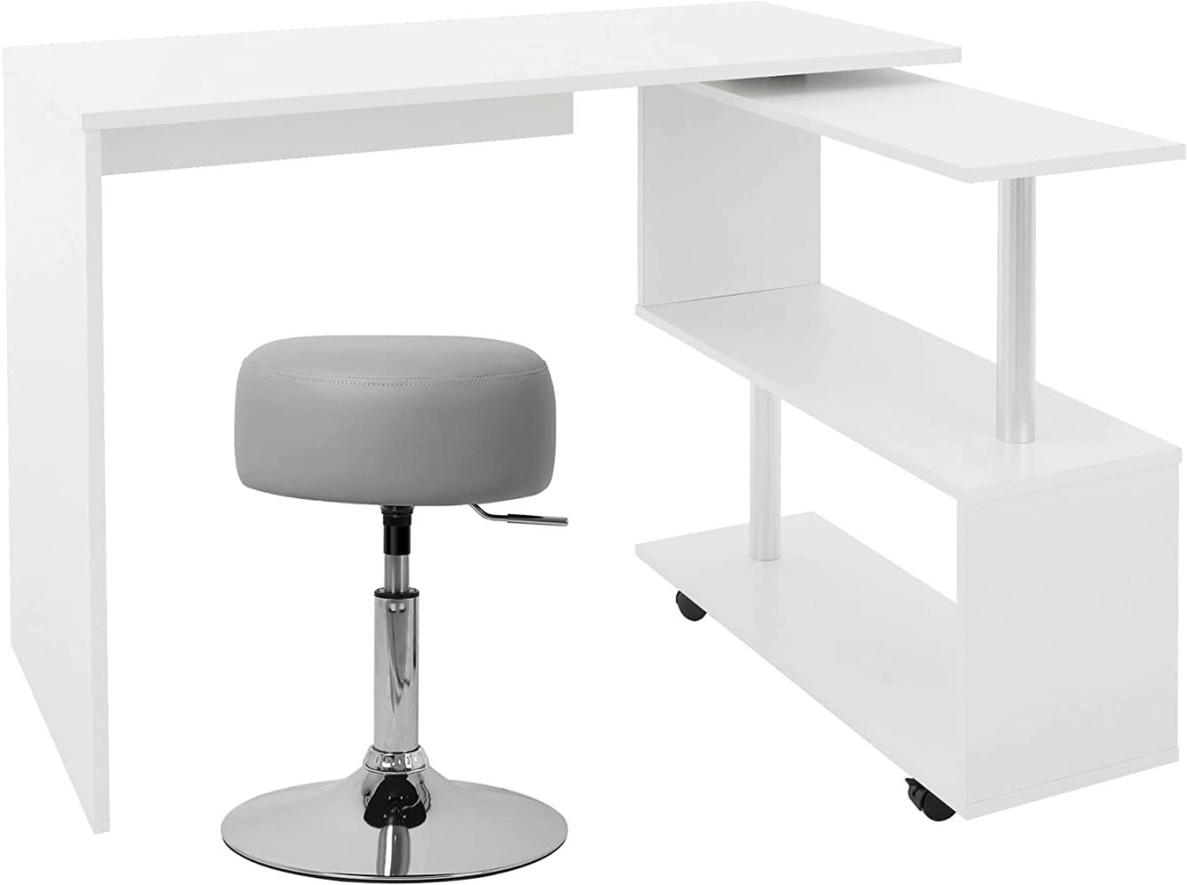 Schreibtisch mit Sitzhocker 150x88x75 cm Weiß aus MDF ML-Design Bild 1