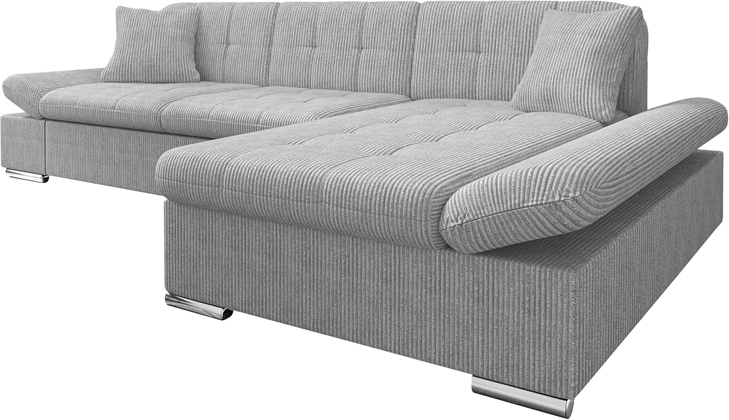 'Malwi' Ecksofa Cord, Grau, 76 x 161 x 278 cm, Rechts Bild 1
