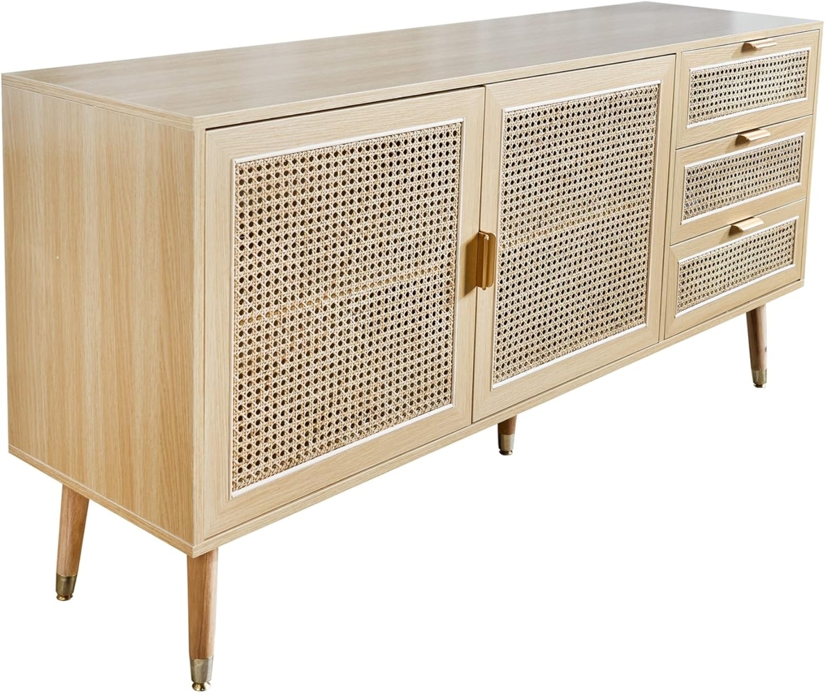 riess-ambiente Sideboard VIENNA 154cm natur (Einzelartikel, 1 St), Wohnzimmer · Wiener Geflecht · 3 Schubladen · Kommode · Retro Bild 1