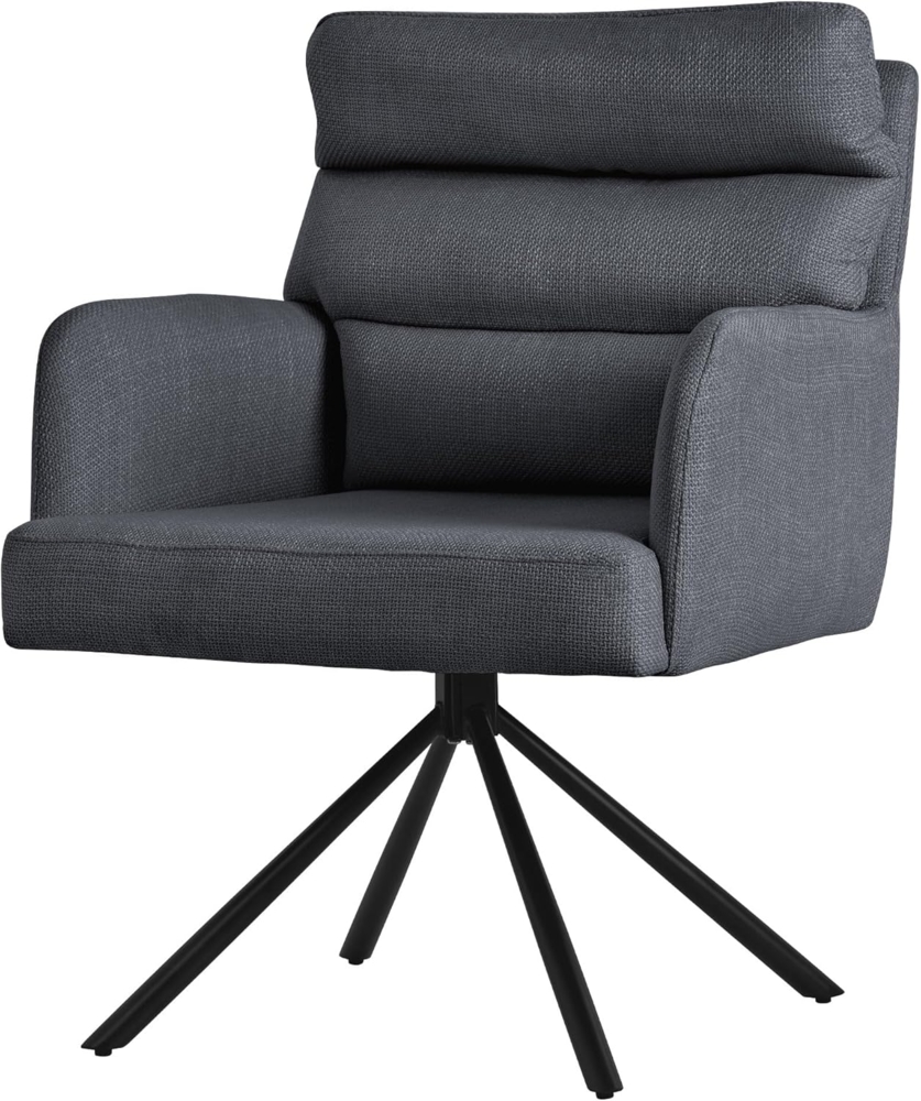 ML-DESIGN Polsterstuhl Esszimmerstühle mit Rücken- & Armlehne moderne Design Küchenstühle (1 St), Armlehnstuhl Anthrazit aus Polyester 180° Drehbar ergonomische Sessel Bild 1