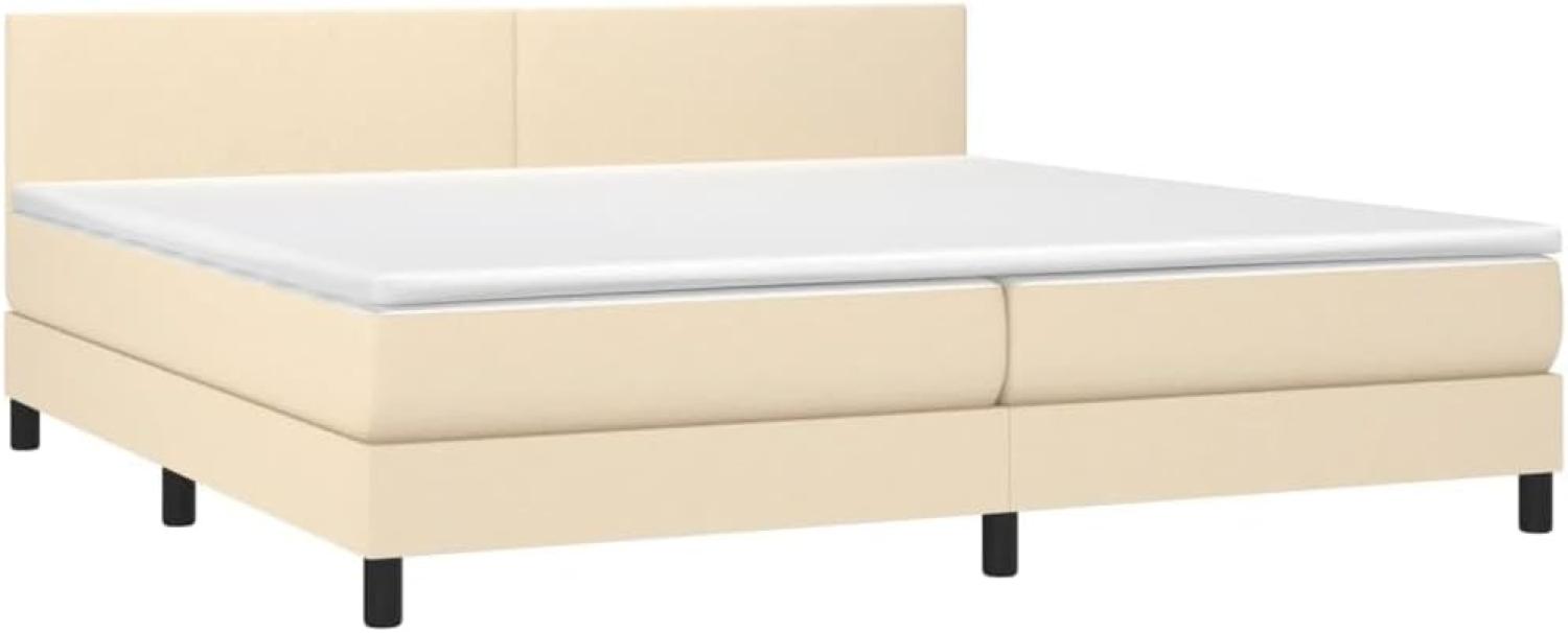 Boxspringbett mit Matratze & LED Stoff Creme 200 x 200 cm, Härtegrad: H2 [3133026] Bild 1