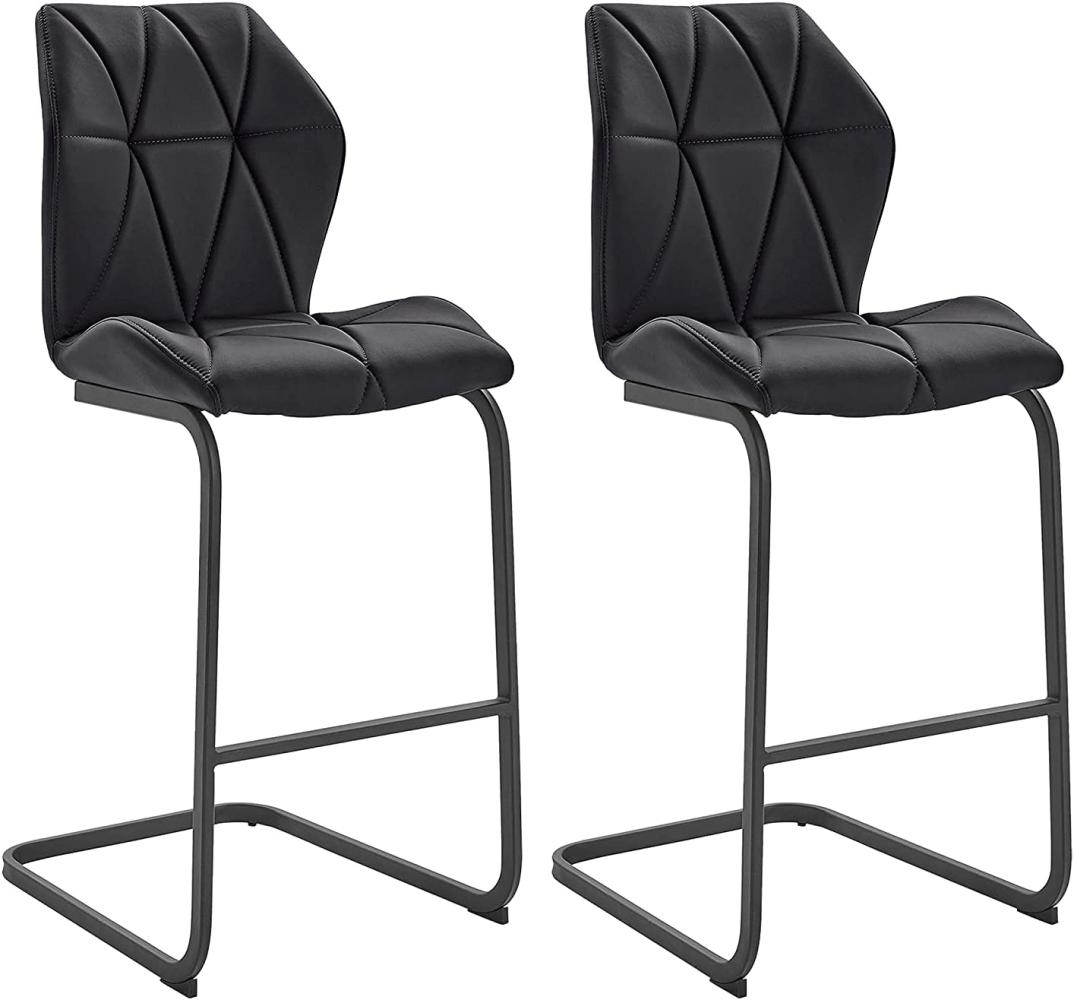 byLIVING Barhocker 2er Set Imke / Kunstleder in schwarz / Gestell Metall in schwarz pulverbeschichtet / Barstuhl / Tresenhocker / bis 110 kg / B 45, H 109, T 51 cm Bild 1