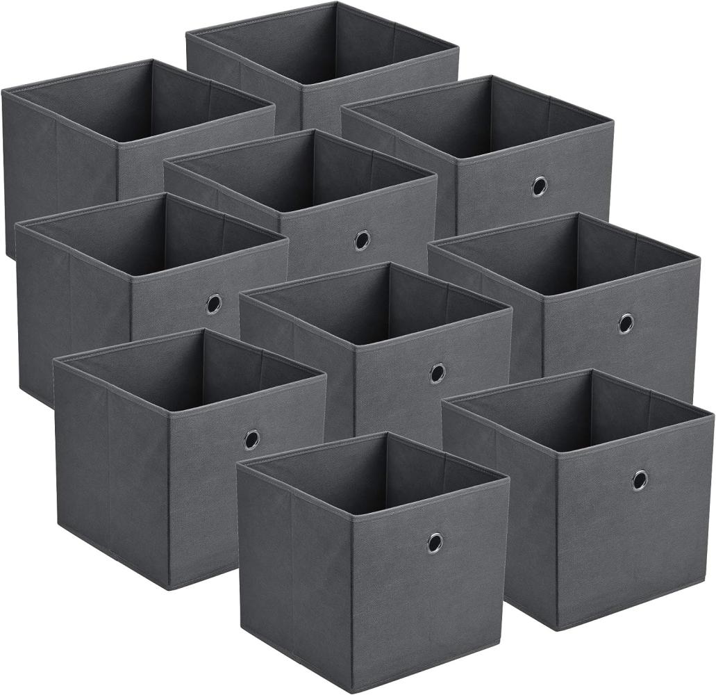 Faltbox 10er-Set 30 x 30 x 28 cm Vliesstoff Dunkelgrau en. casa Bild 1