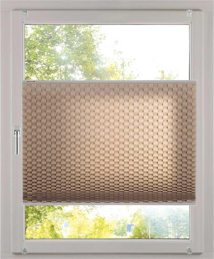 K-home Klemmfix Plissee 3D-Effekt Taupe 100 x 210 cm Bild 1