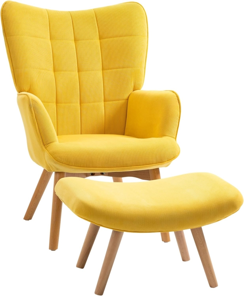 HOMCOM Relaxsessel Loungesessel, Armlehnstuhl, Fernsehsessel für Wohnzimme (Ohrensessel, 2-St, Polstersessel), mit Cord-Optik Bild 1