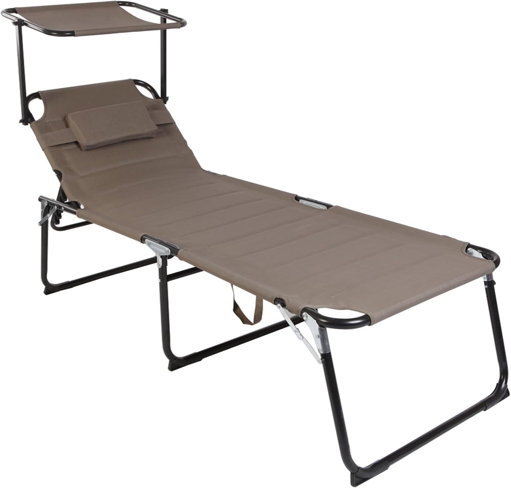 XXL Aluminium Gartenliege taupe mit Dach L200xB70cm Bild 1