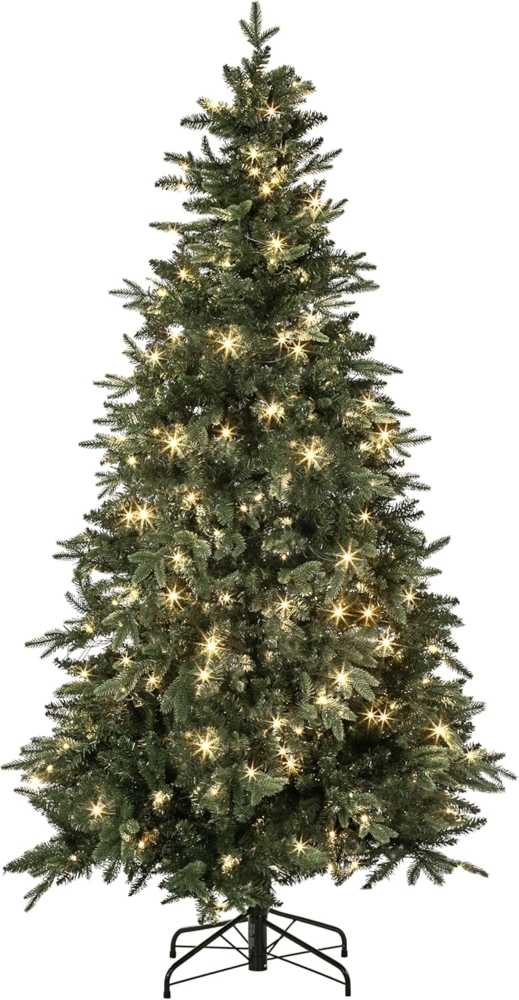 Dehner Künstlicher Weihnachtsbaum Tanne mit LED/Ständer, Höhe 210 cm, Ø 127 cm, hochwertiger künstlicher Christbaum mit LED Beleuchtung Bild 1