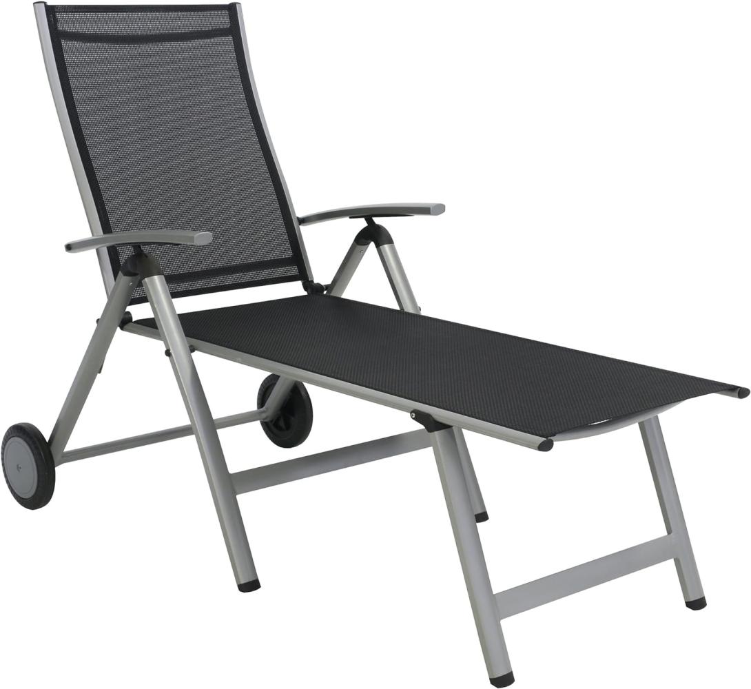 greemotion Rollliege Monza Comfort, aus Aluminium und Textilene, Gartenliege 8-fach verstellbar, Silber/Schwarz Bild 1