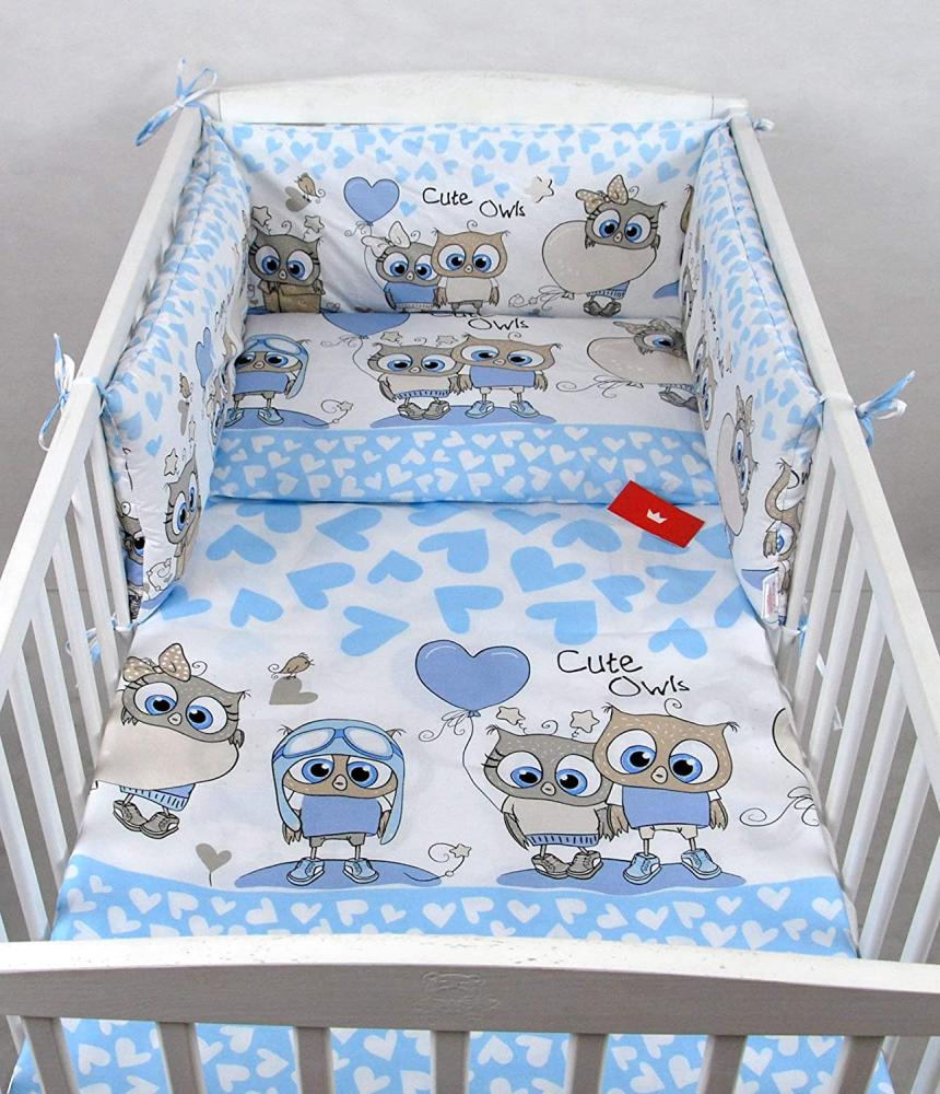 BABYLUX Kinderbettwäsche 90x120 cm 2 Tlg. Bettwäsche Bettset Babybettwäsche (102. Eule Blau) Bild 1