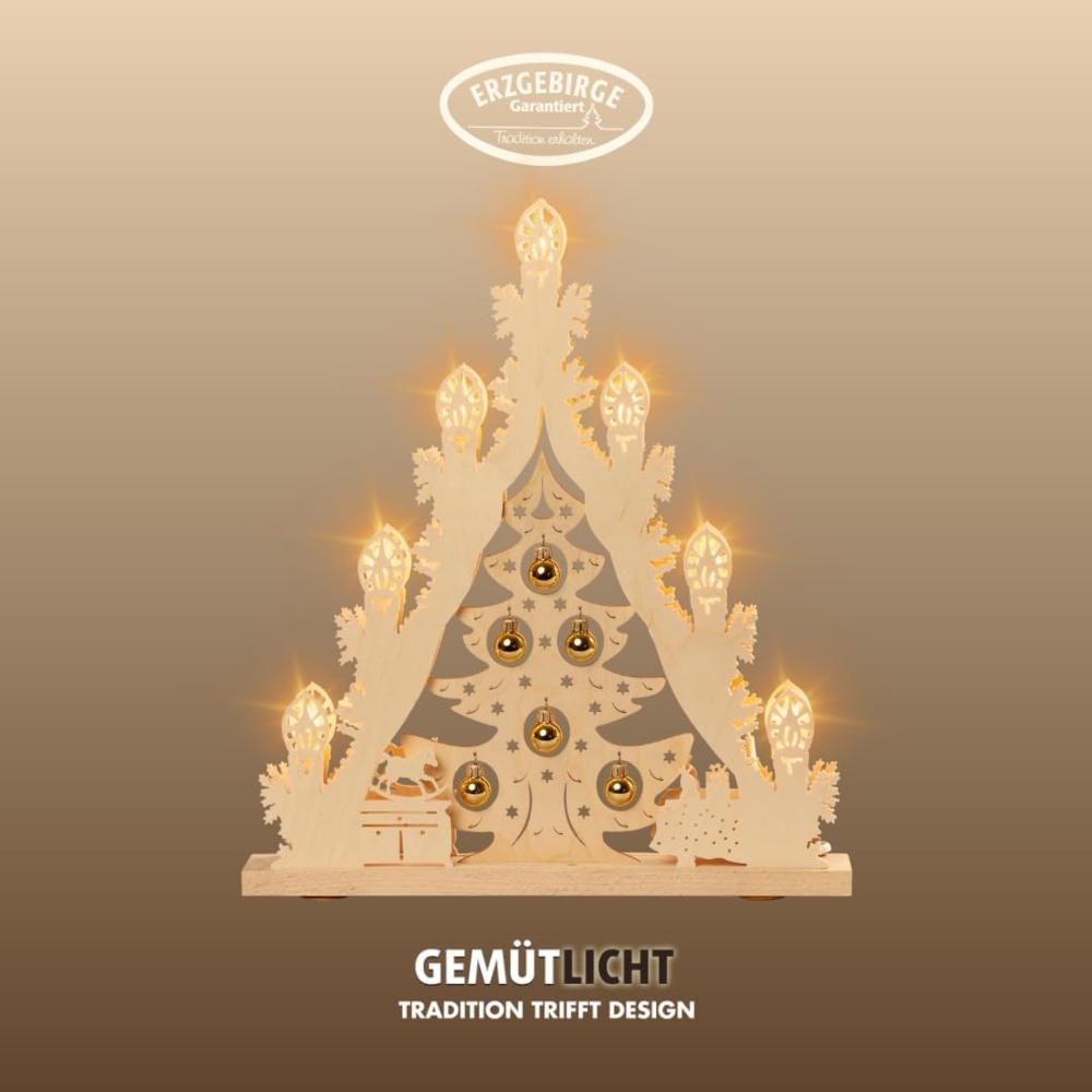 Weigla LED Lichterbogen Weihnachtsbaum mit Kugeln, Made in Germany (1-tlg), Lichterspitze, 7-flammig Bild 1