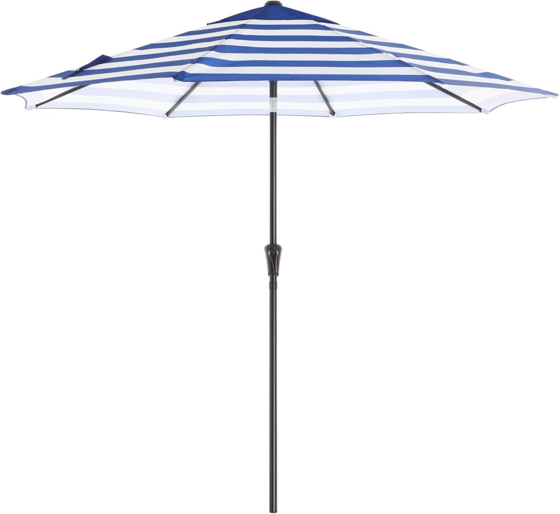 SONGMICS Sonnenschirm, Ø 265 cm, Sonnenschutz, 8 Schirmrippen, UV-Schutz bis UPF 50+, knickbar, mit Kurbel, ohne Ständer, Outdoor, Garten, Balkon, Terrasse, blau-weiß gestreift GPU009Q01 Bild 1