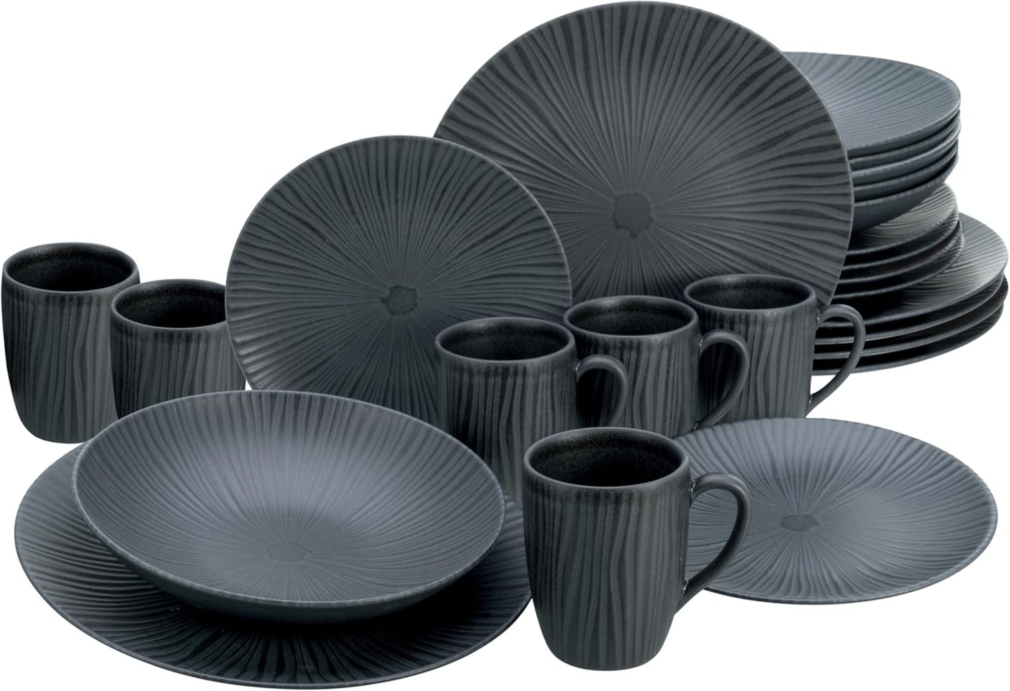 CreaTable, 24413, Serie Vesuvio Black, 24-teiliges Geschirrset für 6 Personen Schwarz Bild 1