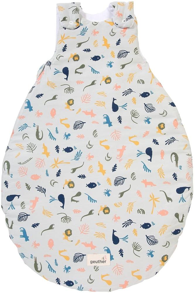 Geuther 4124 Babyschlafsack 62-68 Ganzjahresschlafsack aus 100% Bio-Baumwolle weicher Kinderschlafsack größenverstellbare & Pflegeleichte Baby Erstausstattung Party Animals Bild 1