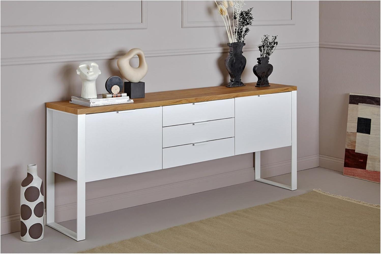 Jahnke Sideboard, Engineered Wood, Kerneiche/Weiss, One Size Bild 1