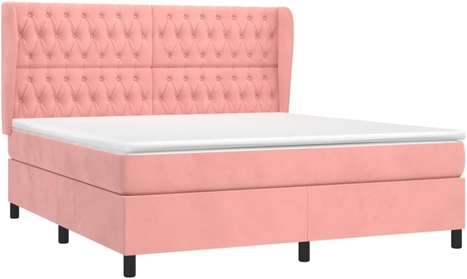 vidaXL Boxspringbett mit Matratze Rosa 180x200 cm Samt 3129410 Bild 1