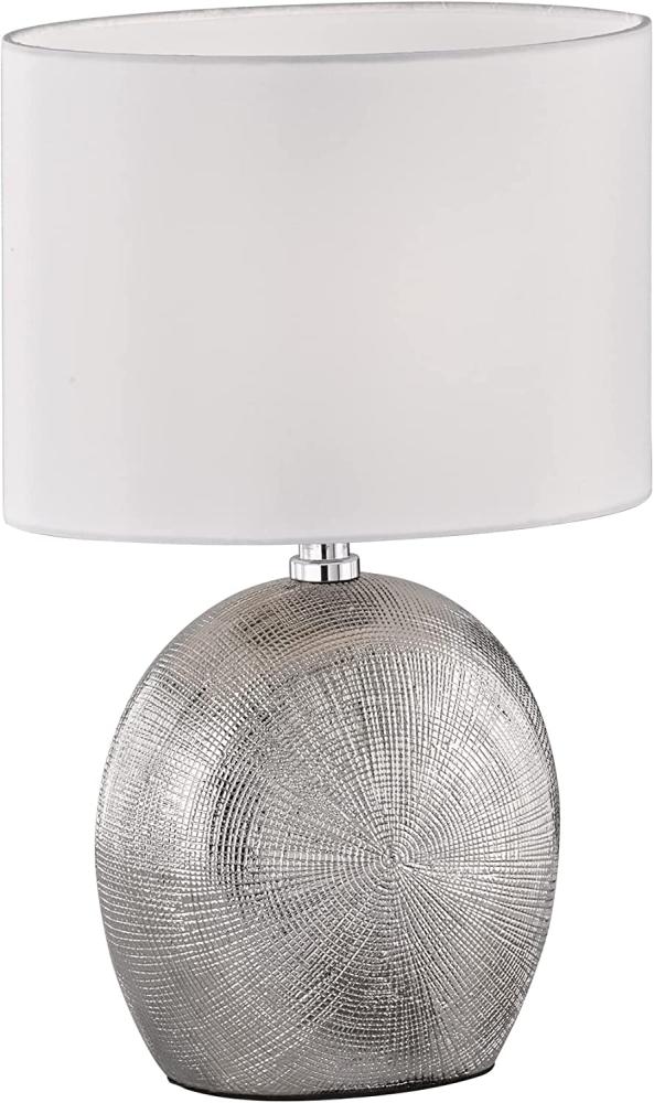 Tischleuchte, Keramik, Textil, Silber, H 37 cm, LEGEND Bild 1