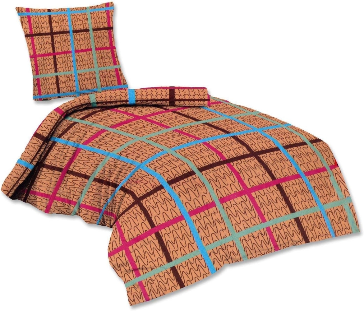 Doppelpack Flanell Bettwäsche Reißverschluss Sam Marke 135 x 200 cm + 80 x 80 cm Bild 1