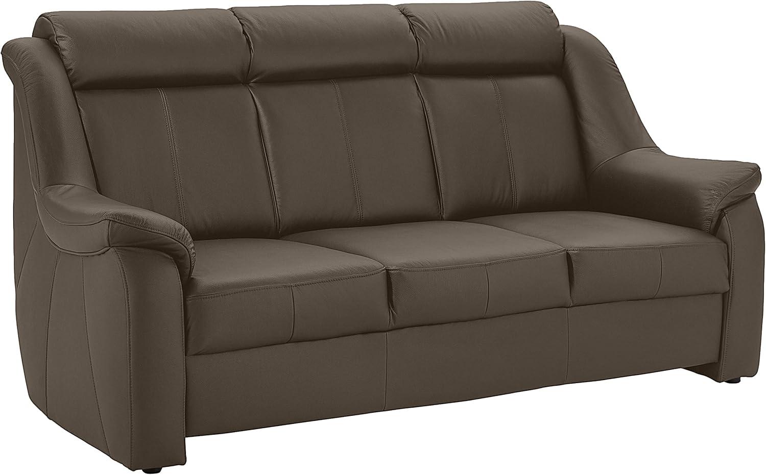 Cavadore 3-Sitzer Beata / 3er Ledercouch im modernen Design / 188 x 98 x 92 / Echtleder Graubraun Bild 1