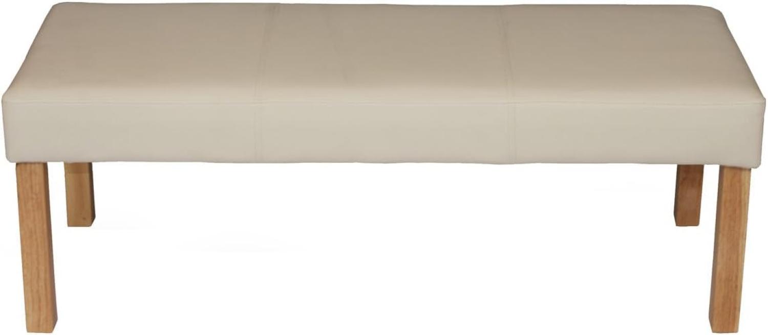 Sitzbank Polsterbank Bank M37 Kunstleder ~ 120x43x49 cm creme, helle Beine Bild 1