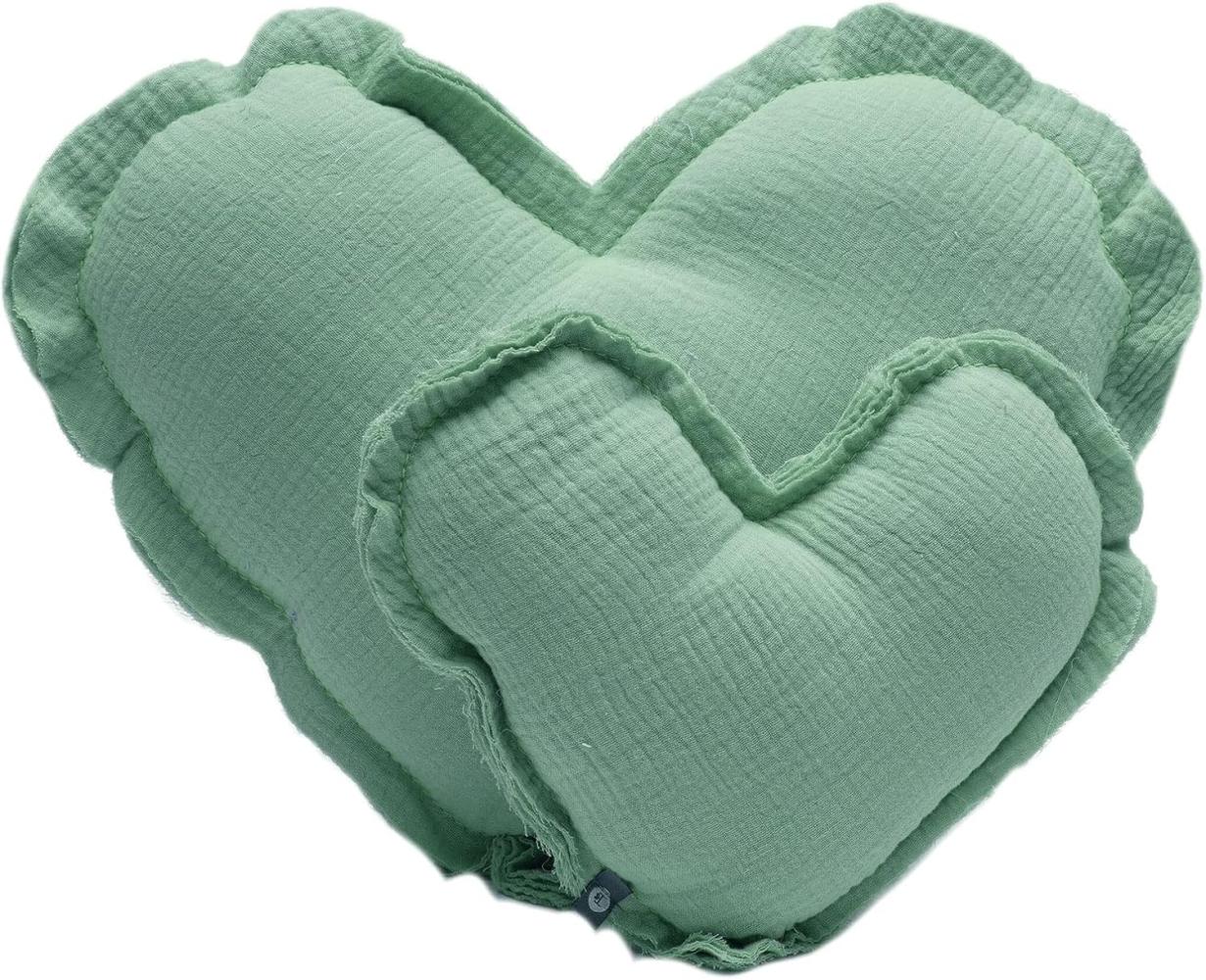 von Herzen Babykissen Musselinkissen Herz aus 100% Baumwolle, Dekokissen Kuschelkissen Bild 1