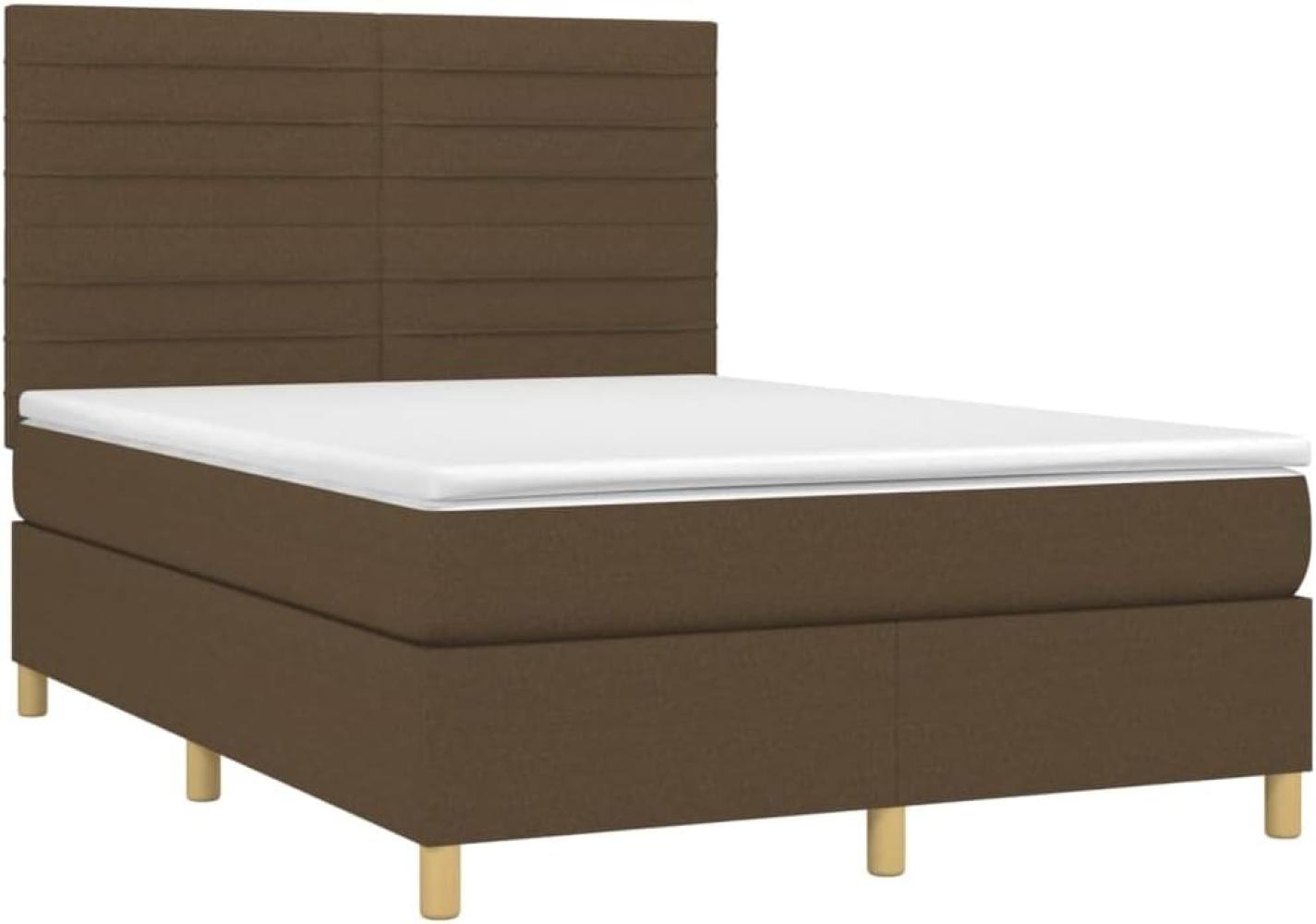 vidaXL Boxspringbett mit Matratze Dunkelbraun 140x190 cm Stoff, Härtegrad: H2 [3142412] Bild 1