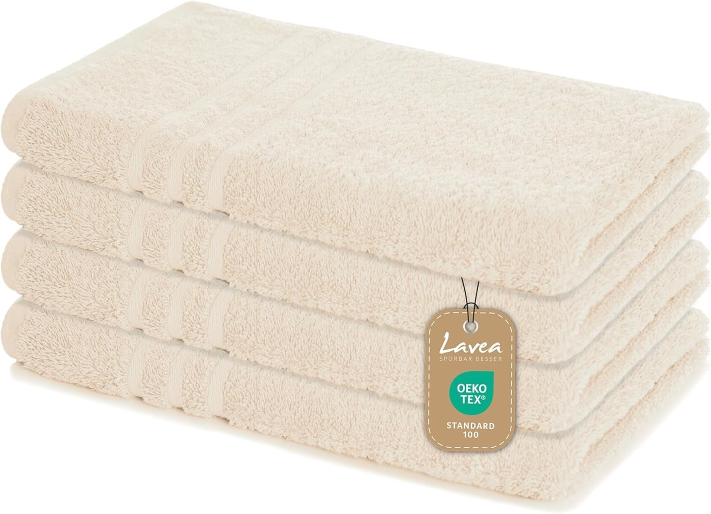 Lavea 4er Set Handtuch 50x100 cm, Frottierserie Elena, Creme Bild 1