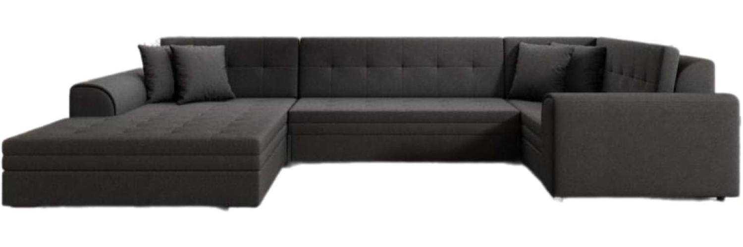 Designer Sofa Velio mit Schlaffunktion Stoff Schwarz Links Bild 1