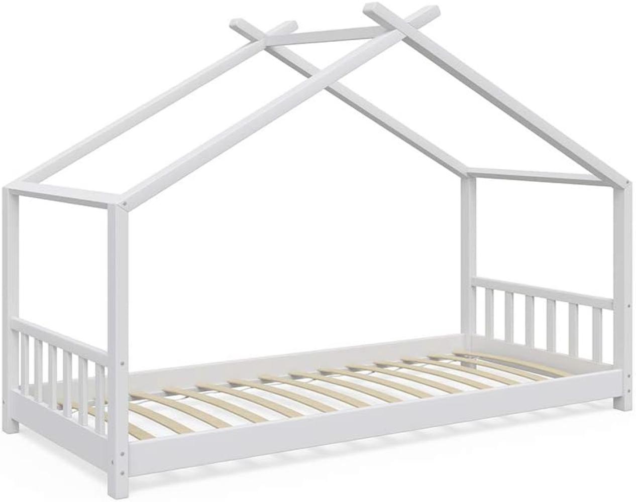 VitaliSpa Design Kinderbett Hausbett Weiß Kinderhaus Holzbett 90x200 Massivholz Bild 1