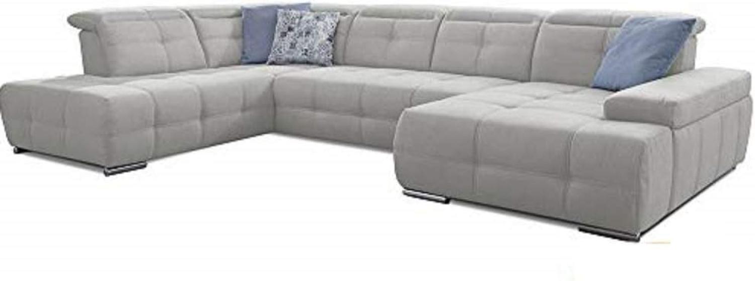 Cavadore Wohnlandschaft Mistrel mit Bettfunktion / Schlafsofa mit leichter Fleckentfernung dank Soft Clean / Geeignet für Haushalte mit Kindern, Haustieren /343 x 77 x 228 / weiß Bild 1