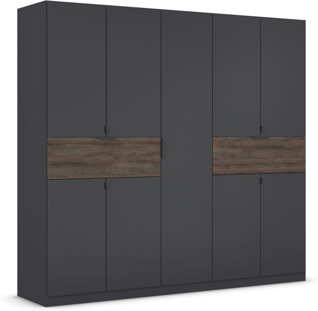 rauch Kleiderschrank, Drehtürenschrank TICAO, 9-türig, 2 Schubkästen, inkl. Türdämpferset, Grau metallic/Atlantik Oak dunkel, 226x210x54cm Bild 1