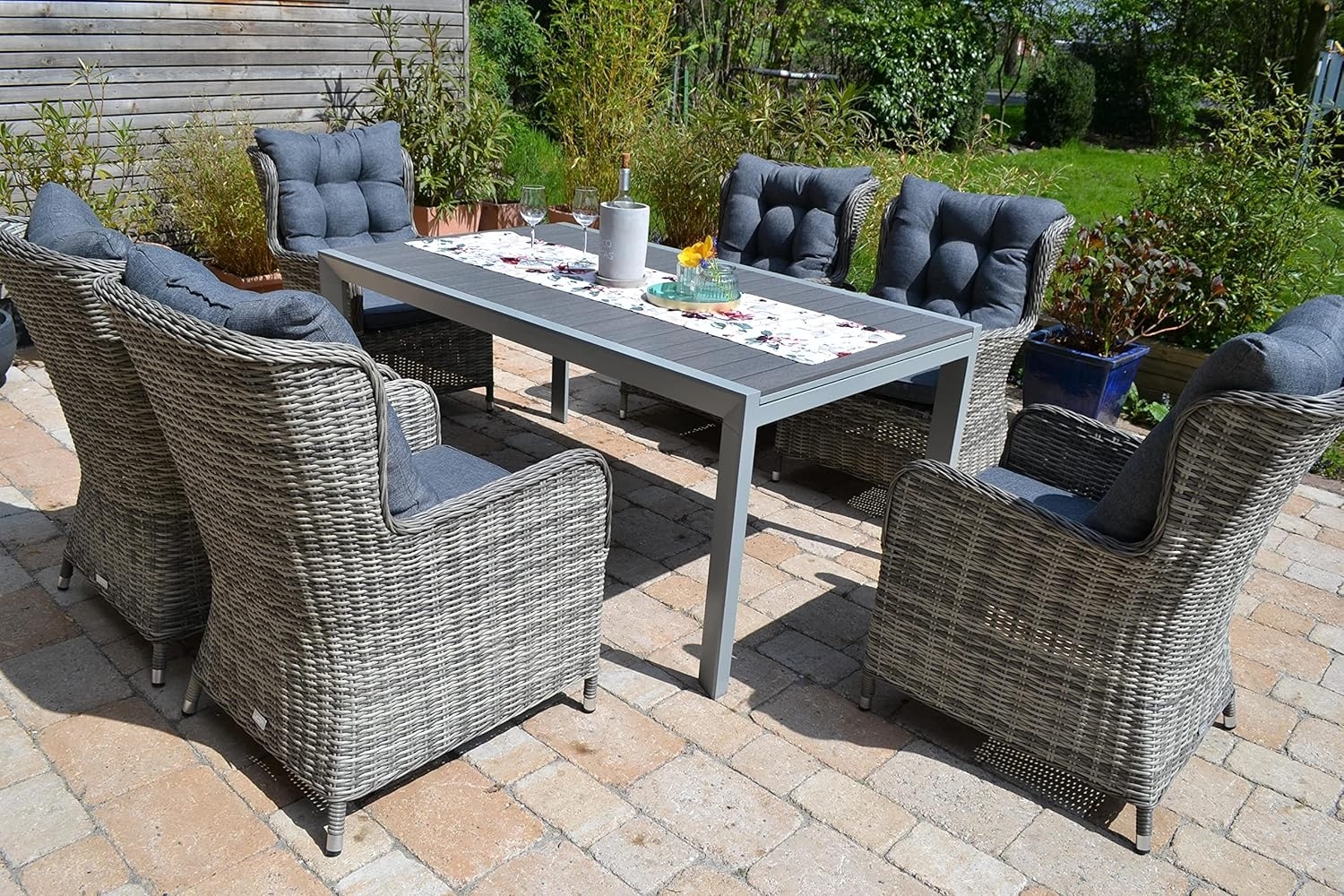 Garten Essgruppe Neapel - Tisch verlängerbar 170/255x100cm + 6 große Comfort Sessel Silvia Bild 1