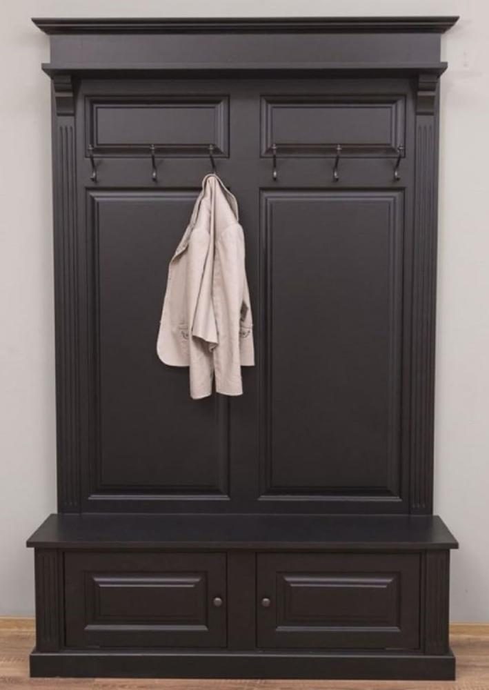 Casa Padrino Landhausstil Massivholz Garderobenschrank Schwarz 140 x 41 x H. 210 cm - Wand Garderobe - Flur Schrank - Flurmöbel - Garderobenmöbel - Landhausstil Möbel Bild 1