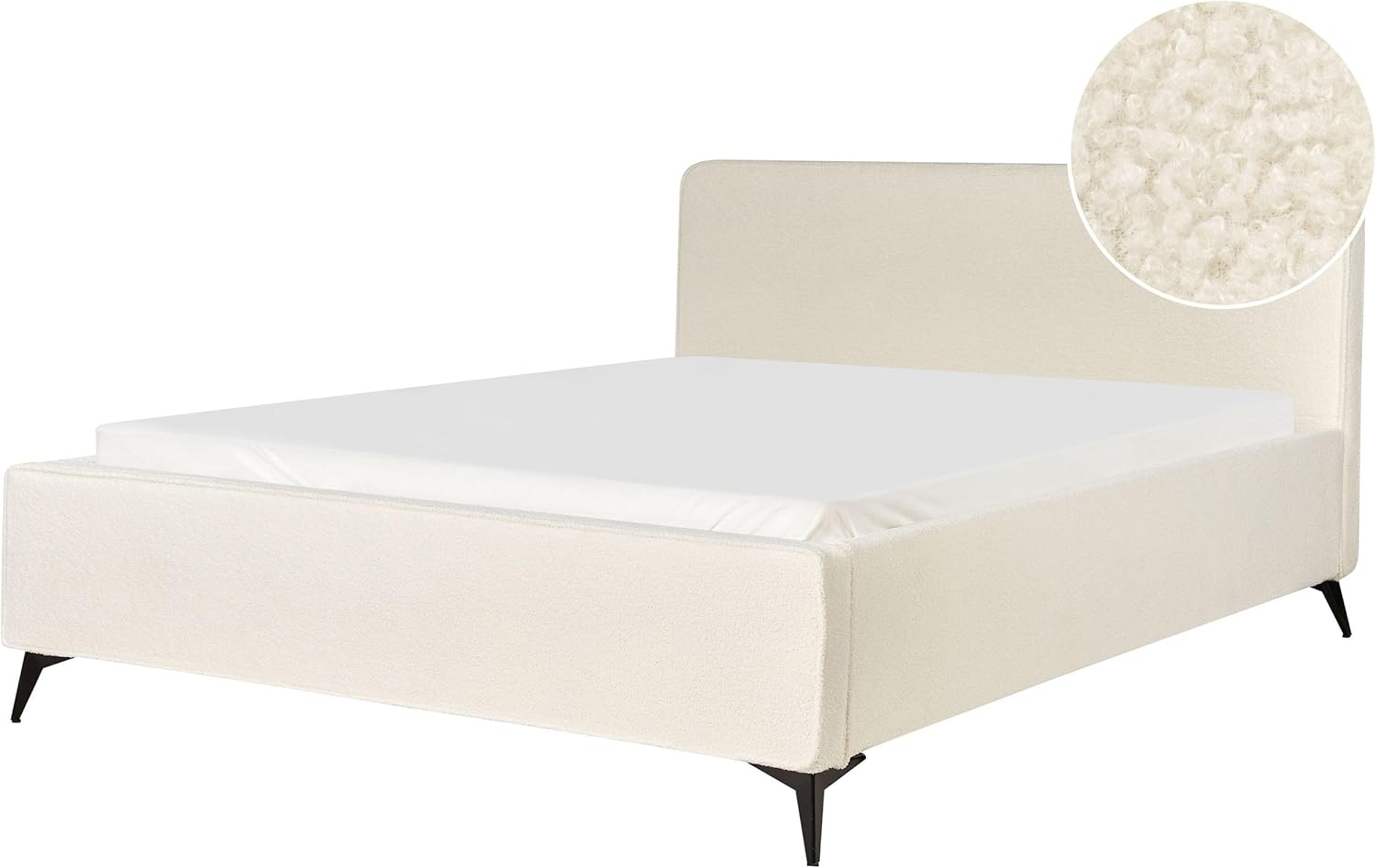 Bett mit Lattenrost VALOGNES 180 x 200 cm Bouclé Creme Bild 1