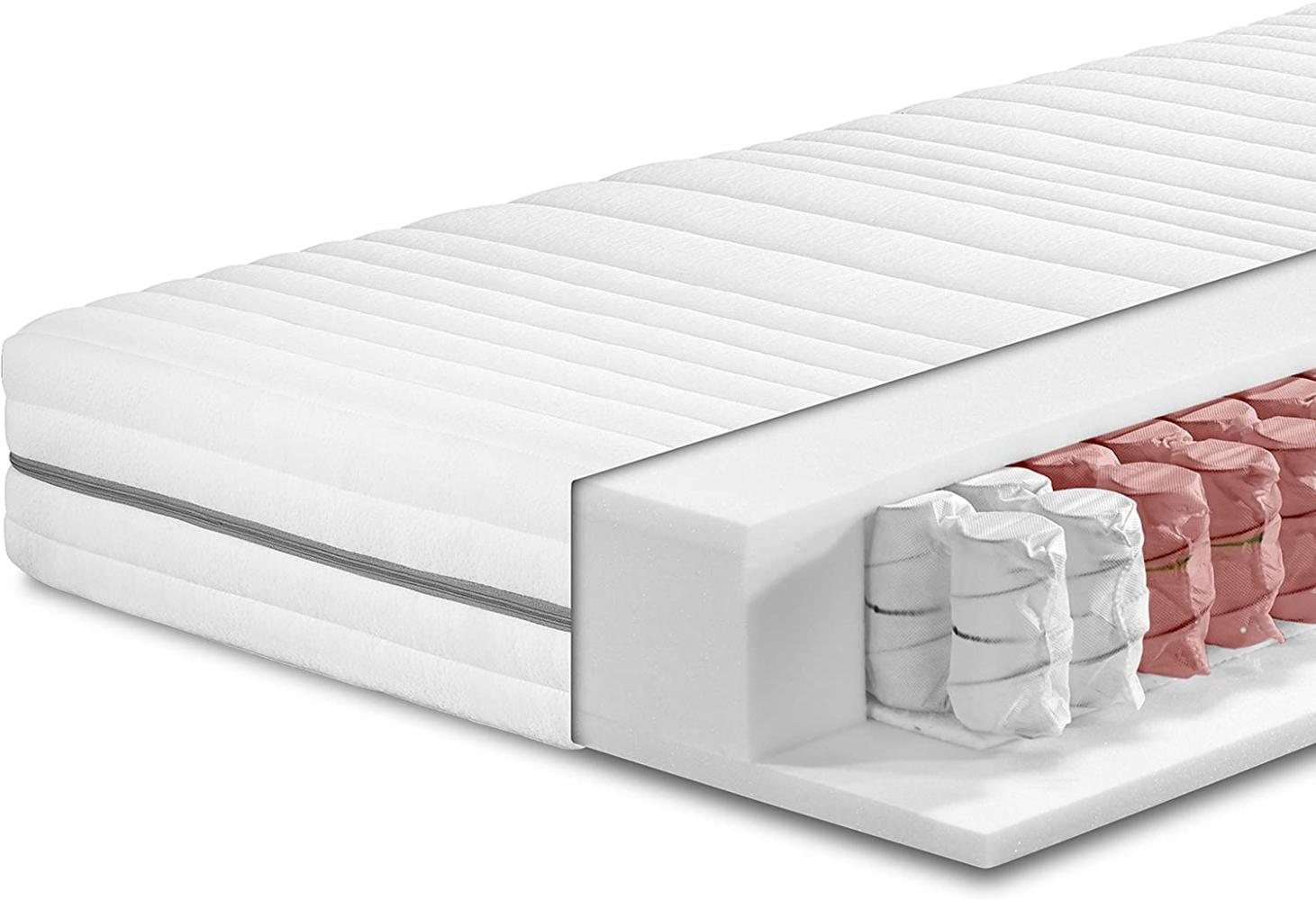 Crownmiller Silber TFK - 7 Zonen 400er Taschenfederkernmatratze 80x200 cm H3, Höhe ca. 19cm, Bezug bei 60°C waschbar, Oeko-TEX® 100 Bild 1