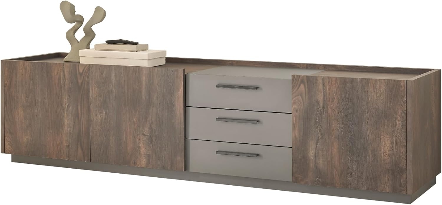 TV-Lowboard Piano in Eiche und grau 200 cm Bild 1
