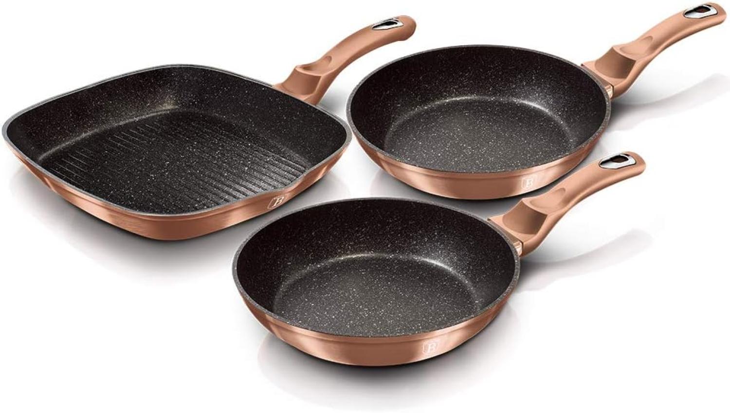 Berlinger Haus Kochen Berlinger Haus Set mit 3 Granitpfannen 20 24 28cm Metallic Line Rose Gold BH1279NF Bild 1