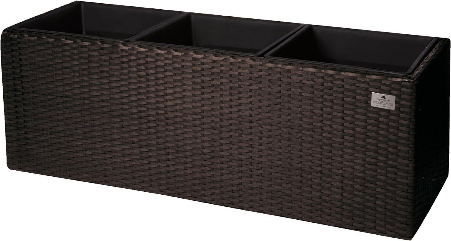 Pflanzkübel Polyrattan 76 x 26 x 29,5 cm, für Innen und Außen, Kunststoffeinsatz, mocca Bild 1