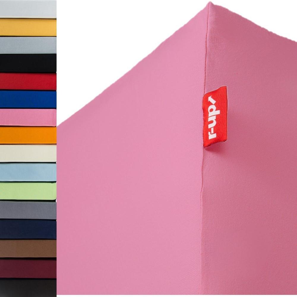 r-up Beste Spannbettlaken 140x200-160x220 bis 35cm Höhe viele Farben 95% Baumwolle / 5% Elastan 230g/m² Oeko-Tex stressfrei auch bei 160cm Breite (rosa) Bild 1