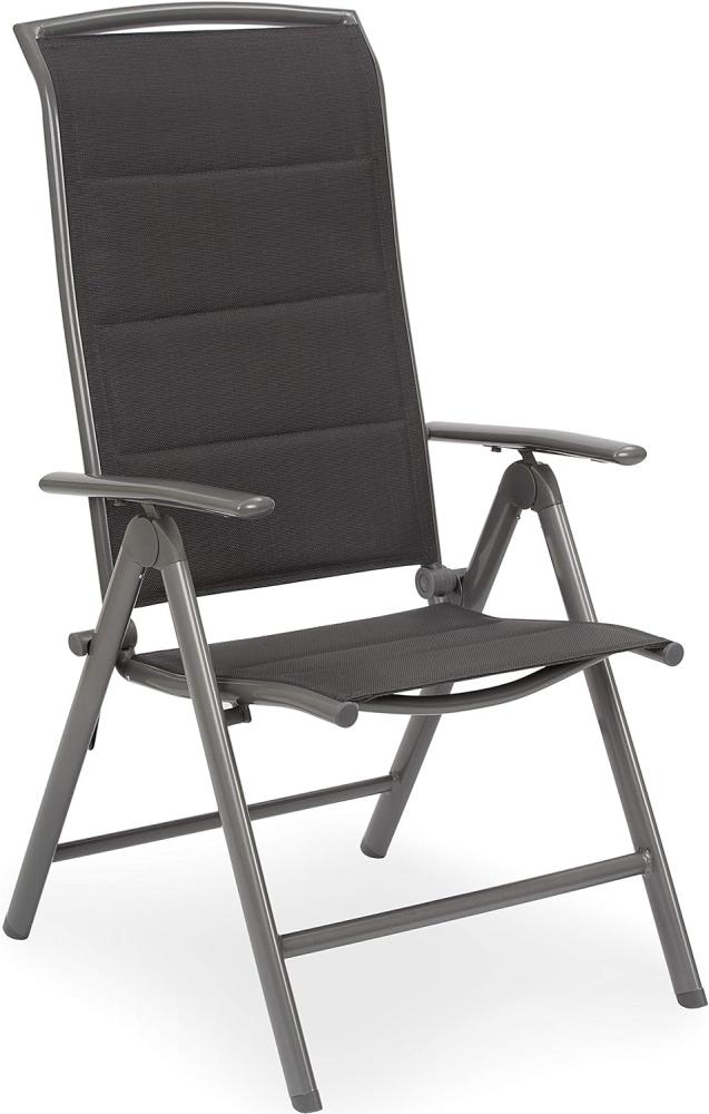 BRUBAKER Gartenstuhl Milano - Gepolsterter Klappstuhl - 8-Fach verstellbare Rückenlehne - Stuhl klappbar - Aluminium - Wetterfest - Silbergrau Bild 1