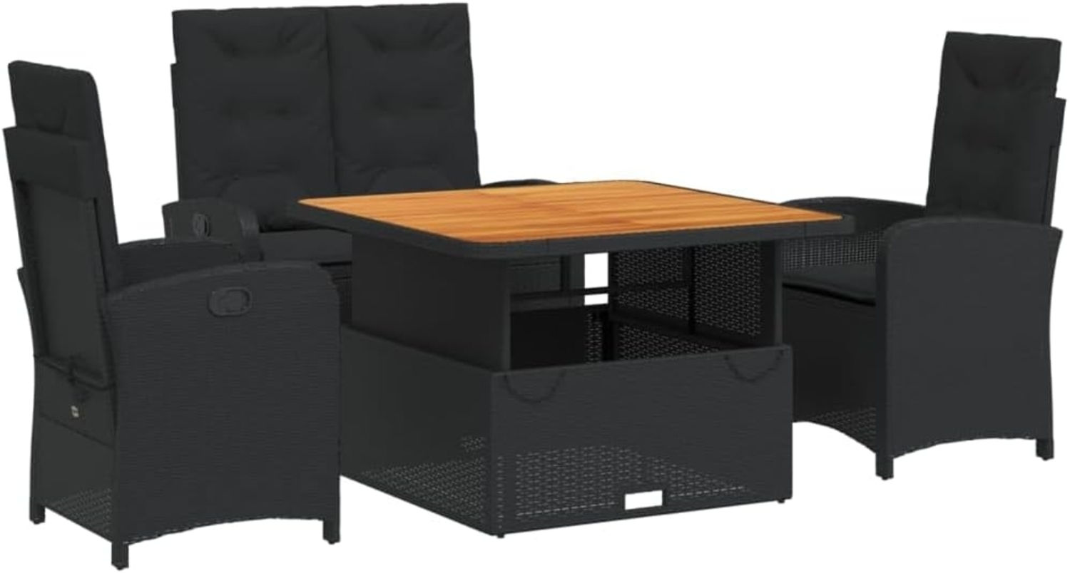 5-tlg. Garten-Essgruppe mit Kissen Schwarz Poly Rattan Bild 1