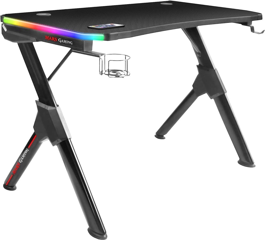 Mars Gaming MGDRGB, RGB Gaming Tisch, Headset + Flaschenständer, 110x60 cm, Schwarz Bild 1