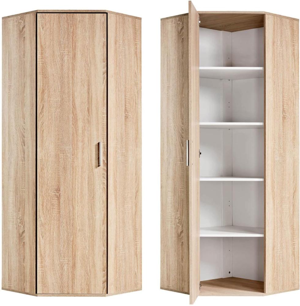 mokebo® Eckschrank in Sonoma Eiche aus Holz 'Der Lange' moderner Mehrzweckschrank für Flur, Schlafzimmer und Wohnzimmer, Schrank & Haushaltsschrank | 64x180x64 (B/H/T in cm) | Braun Bild 1