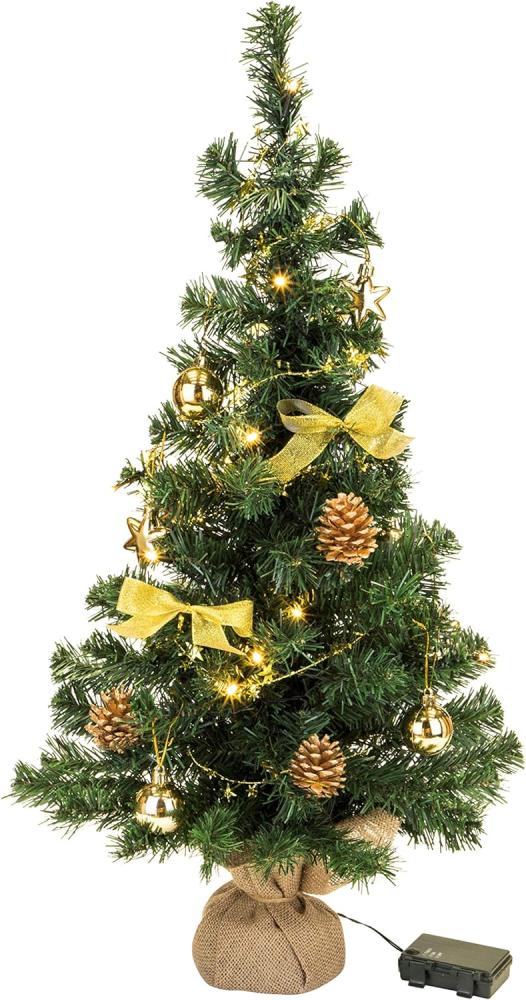 Bambelaa! Weihnachtsbaum Künstlich Mit Beleuchtung Geschmückt Tannenbaum Dekoriert Christbaum Beleuchtet LED 75cm Gold Bild 1