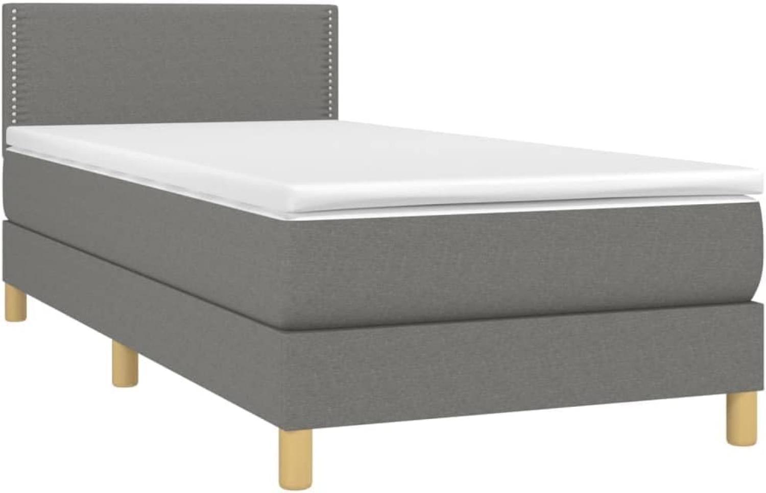 vidaXL Boxspringbett mit Matratze Dunkelgrau 90x190 cm Stoff 3140498 Bild 1