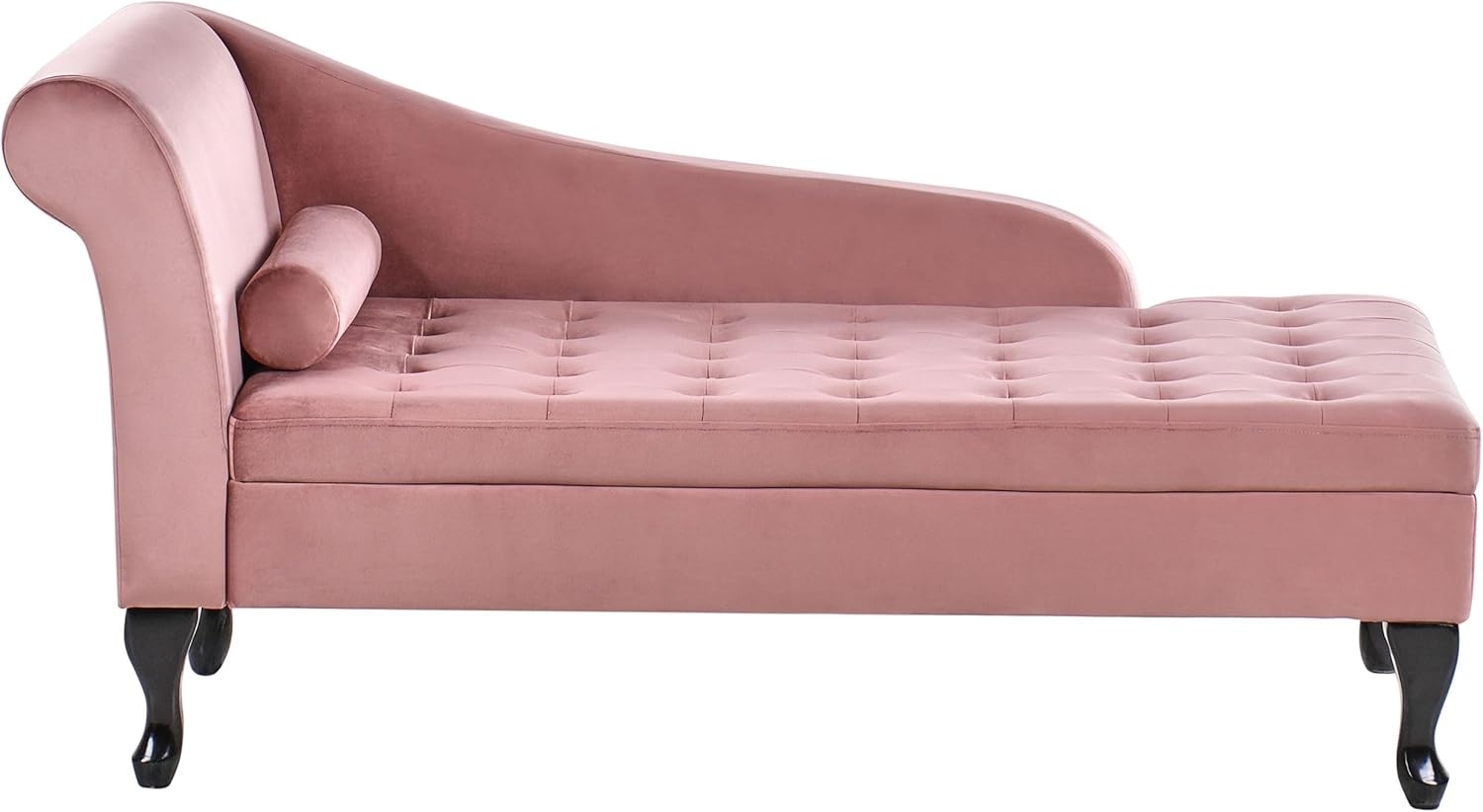 Chaiselongue Samtstoff rosa mit Bettkasten linksseitig PESSAC Bild 1