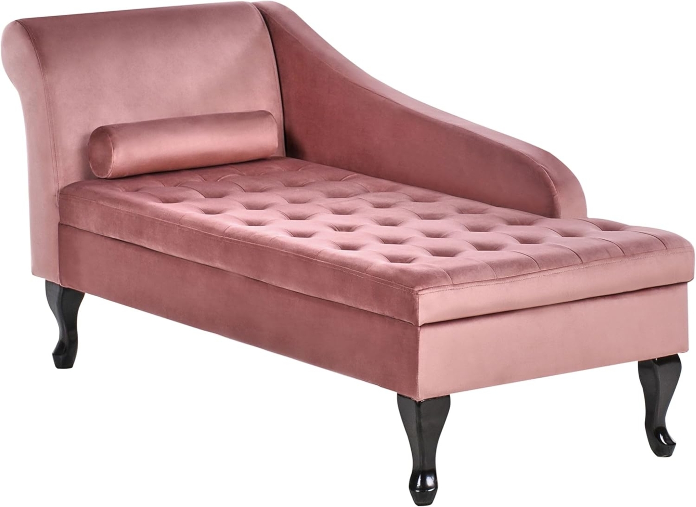 Linksseitige Chaiselounge PESSAC Samtstoff Rosa mit Stauraum Bild 1