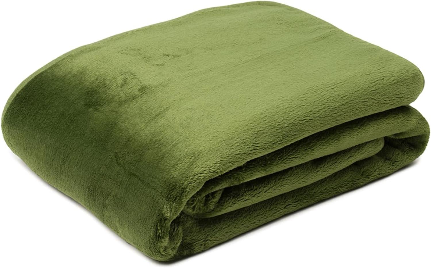 Gözze - Premium Cashmere-Feeling Wohn- und Kuscheldecke, 500 g/m², 220 x 240 cm - Dunkelgrün Bild 1